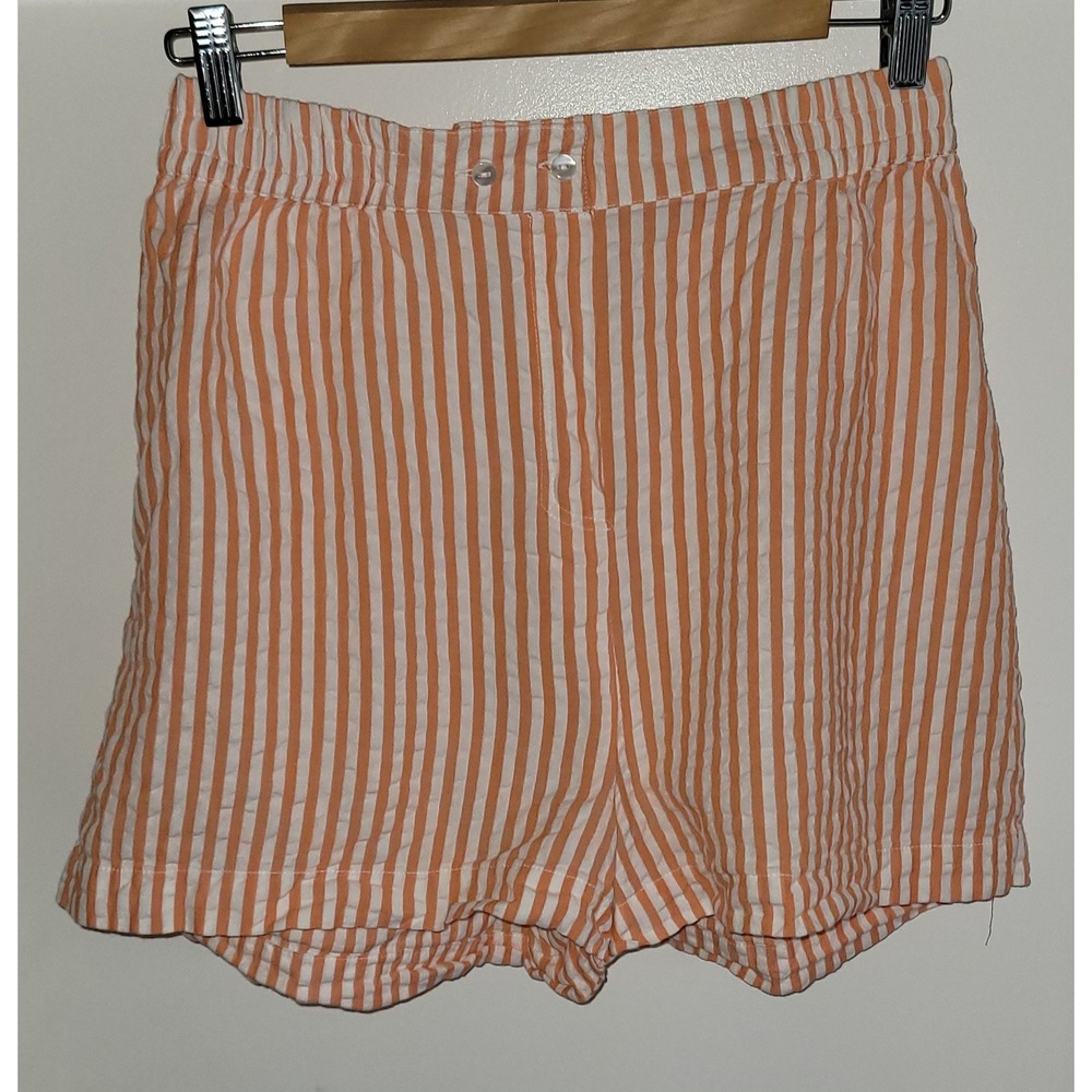 ASOS Design Womens Shorts Size 6 Casual‎ Orange White Striped Cotton Resort